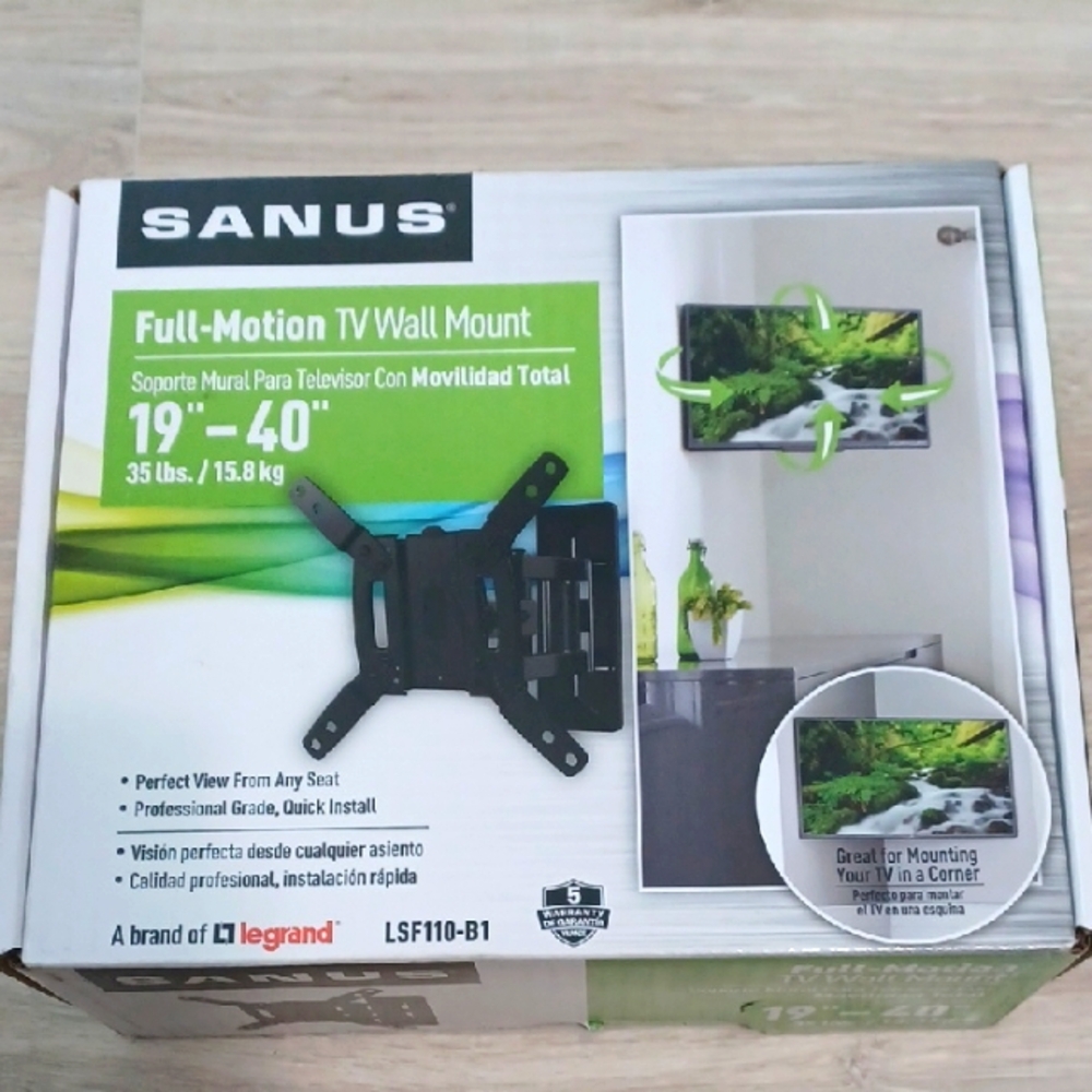 NWT - Television Mount "Full-Motion TV Wall Mount; 19" - 40" SANUS LSF110-B1"